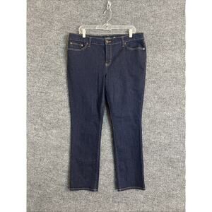 Lauren Ralph Lauren Womens Modern Straight Jeans Size 14 Blue Dark Wash Denim